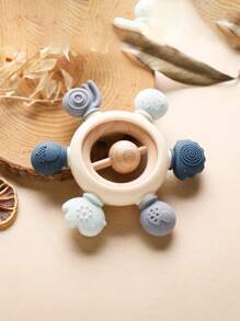 Bebé 1 pieza Mordedor seta & trébol en relieve de silicona - Azul - Ver 2