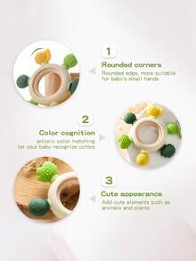 1pc Baby Teething Toy With Silicone Forest Design, Removable Beechwood Ring, And Improved Grip Training Function, Perfect Gift For Newborns - Green - View 6