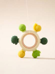 1pc Baby Teething Toy With Silicone Forest Design, Removable Beechwood Ring, And Improved Grip Training Function, Perfect Gift For Newborns - Green - View 8