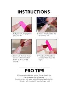 Get Glamorous With 24pcs Short Square Heart Pattern Full Cover Fake Nail Kit - Multicolor - View 5