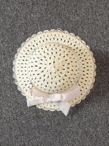 SHEIN Young Girl Floral Embroidery Puff Sleeve Ruffle Hem Dress - White - View 3