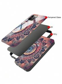 GLANDOTU Colourful Mandala Pattern Glass Back TPU Silicone Hard Shockproof Phone Case Compatible With Samsung Galaxy  Phone And Other Models - Multicolor - View 4