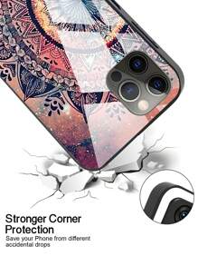 GLANDOTU Colourful Mandala Pattern Glass Back TPU Silicone Hard Shockproof Phone Case Compatible With Samsung Galaxy  Phone And Other Models - Multicolor - View 6