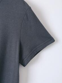 INAWLY Áo thun nữ Hình học Lá thư Giải trí - Màu xám đen - Xem 6