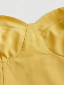 SHEIN MOD Đầm Thắt nút Dây kéo màu trơn Giải trí - Màu vàng - Xem 4
