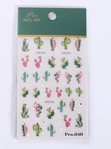 Hoa xương rồng Nhãn dán móng tay nổi 5D Hoạt hình Hoa lá Trang trí thanh trượt mùa hè - Nhiều màu - Xem 5