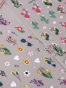 Hoa xương rồng Nhãn dán móng tay nổi 5D Hoạt hình Hoa lá Trang trí thanh trượt mùa hè - Nhiều màu - Xem 9