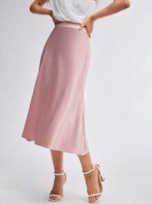 BizChic 素色高腰A字半身裙工作服 - 淺粉色 - 查看 6