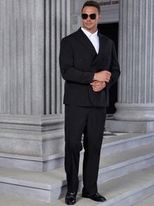 Manfinity Mode Men Double Breasted Blazer & Suit Trousers - Black - View 4