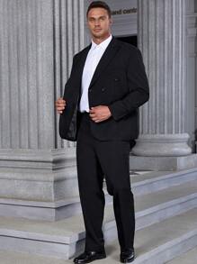 Manfinity Mode Men Double Breasted Blazer & Suit Trousers - Black - View 6