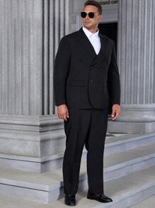 Manfinity Mode Men Double Breasted Blazer & Suit Trousers - Black - View 3