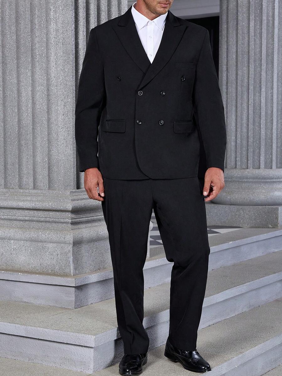 Manfinity Mode Men Double Breasted Blazer & Suit Trousers - Black - View 1