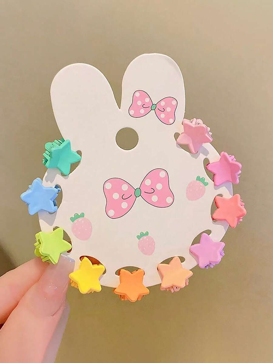 10入組女孩隨機星形設計可愛髮爪適用於日常生活 - 彩色 - 查看 1