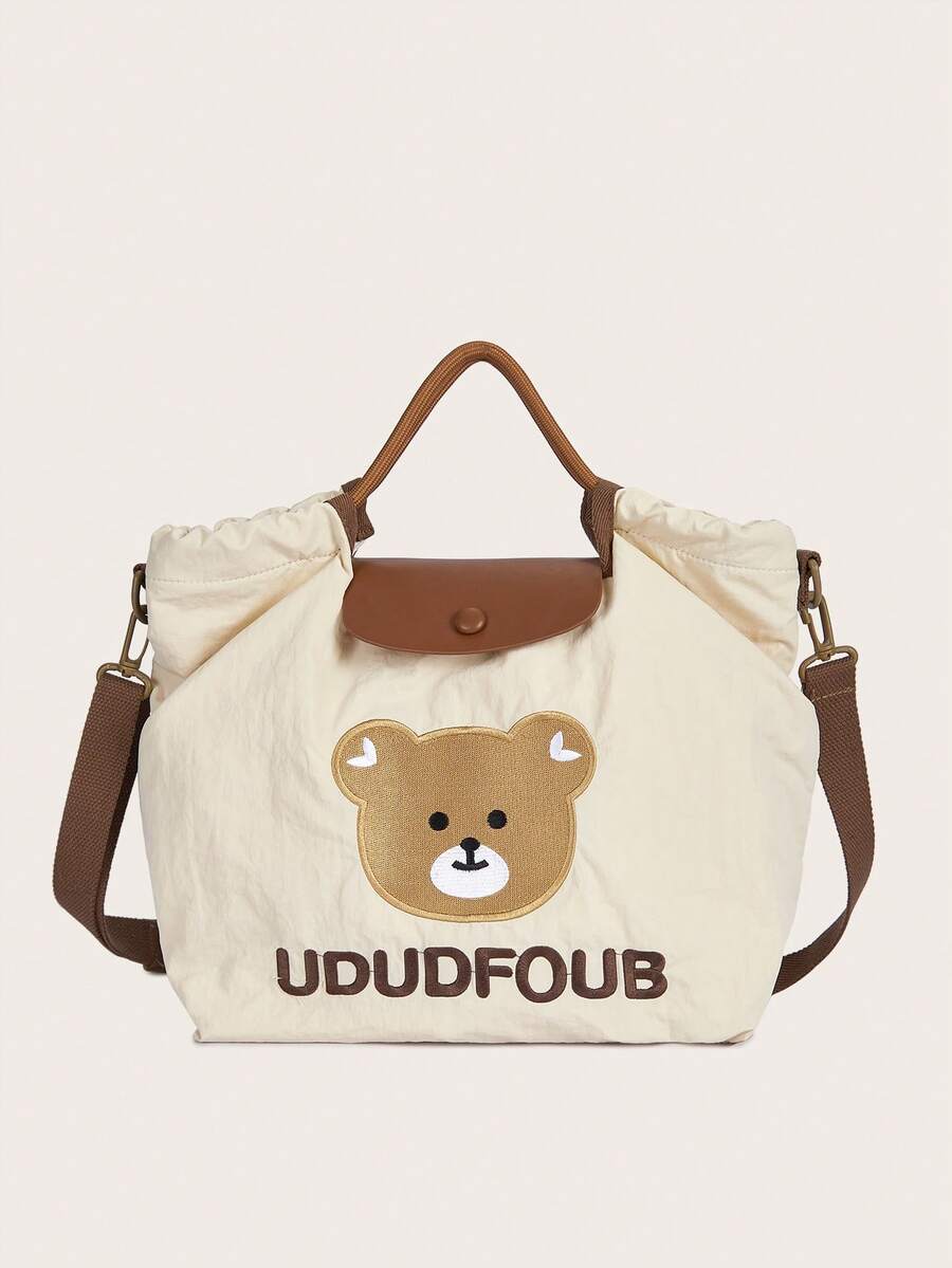 Bebé Bolsa de pañales con bordado de oso de gran capacidad - Multicolor - Ver 1