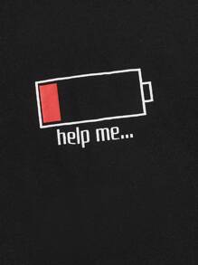 Men Slogan Graphic Tee & Plaid Print Trousers PJ Set - Multicolor - View 4