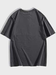 ROMWE MEN Goth Men Cotton Butterfly Graphic Tee, School - Grey - View 2