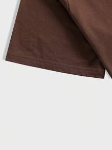 ROMWE MEN Street Life Camiseta Con Eslogan Gráfico Para Hombre - Marrón Chocolate - Ver 3