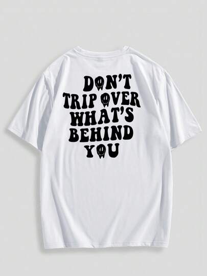 تي شيرت قطن بطباعة شعار للشباب