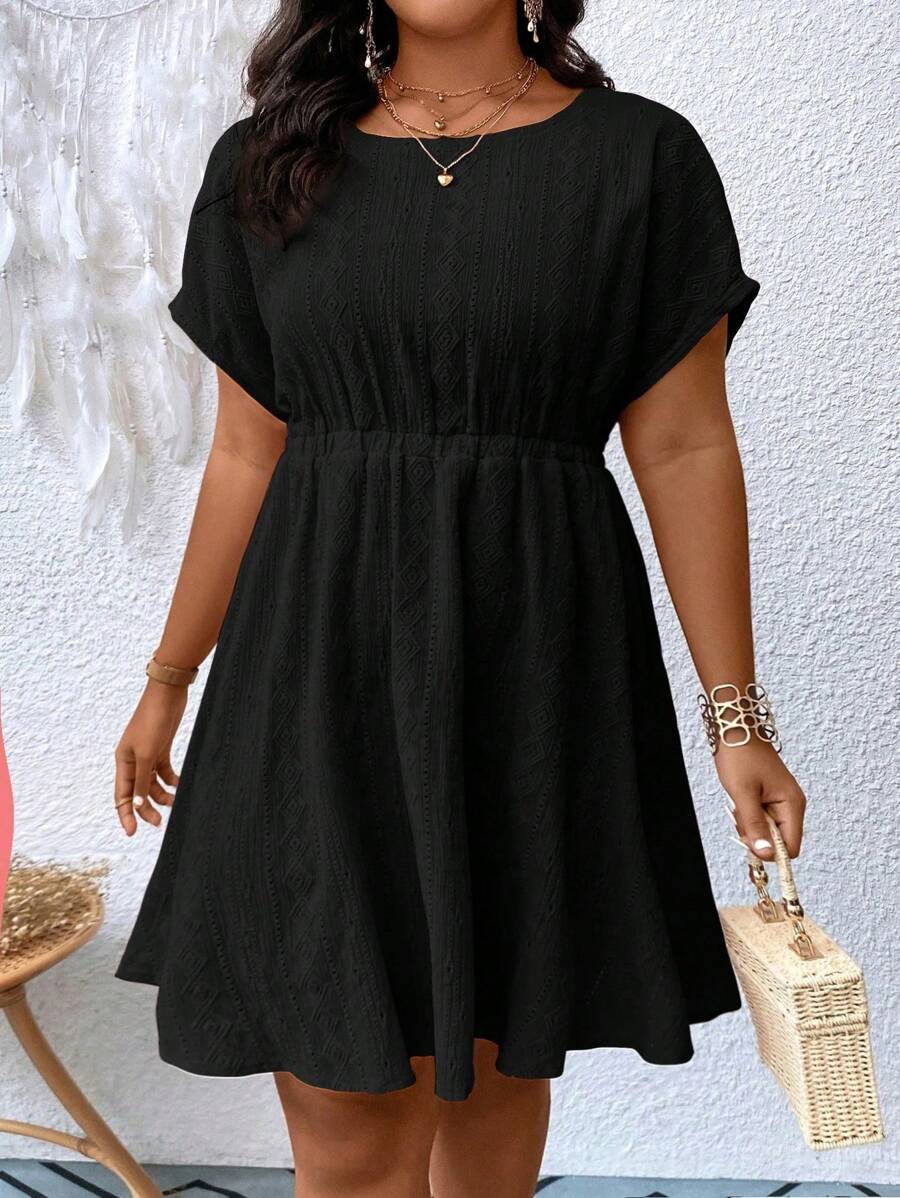 SHEIN LUNE Đầm Plus Size màu trơn Giải trí - màu đen - Xem 1