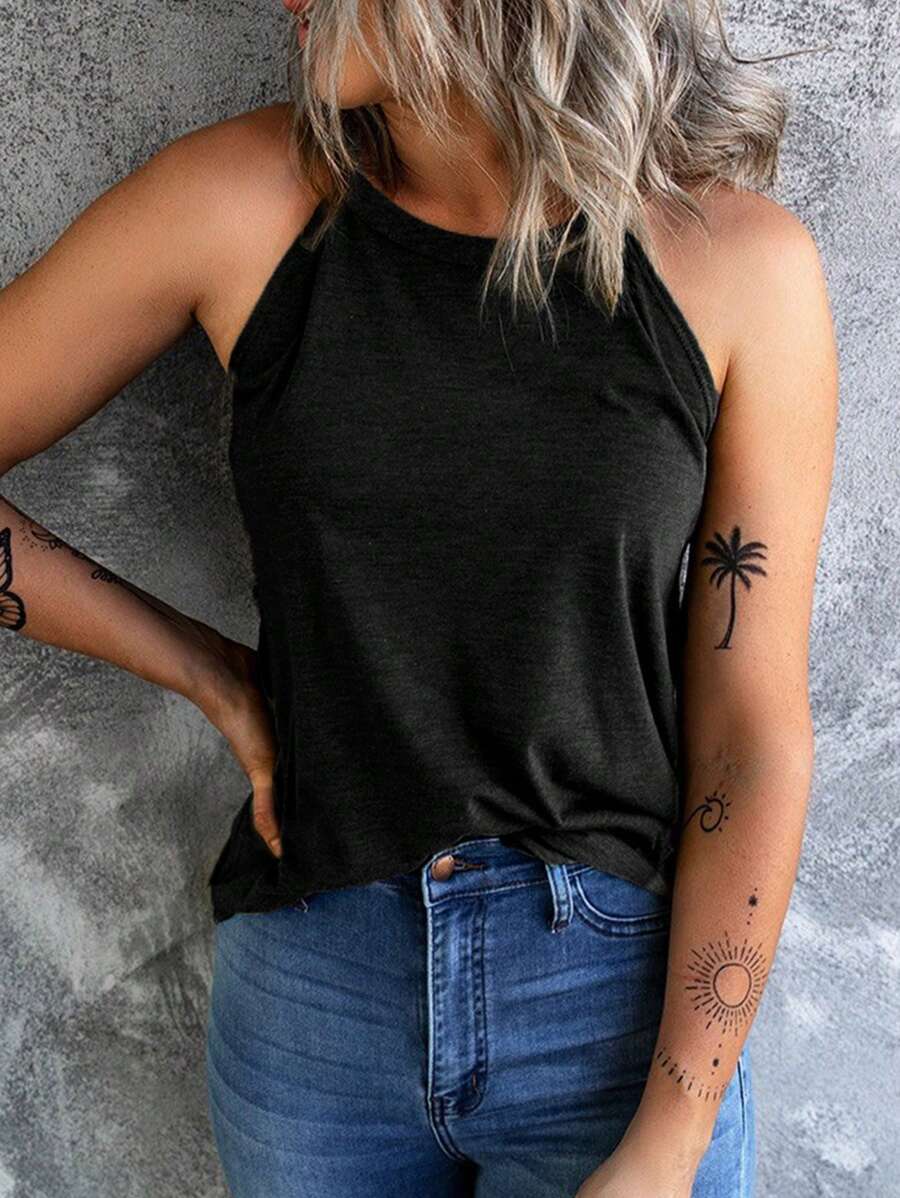 CILKOO Solid Halter Top