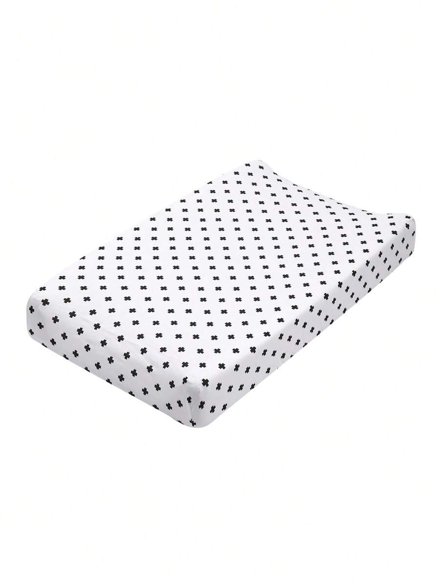 Baby Plus Sign Pattern Fitted Sheet - Black and White - View 1