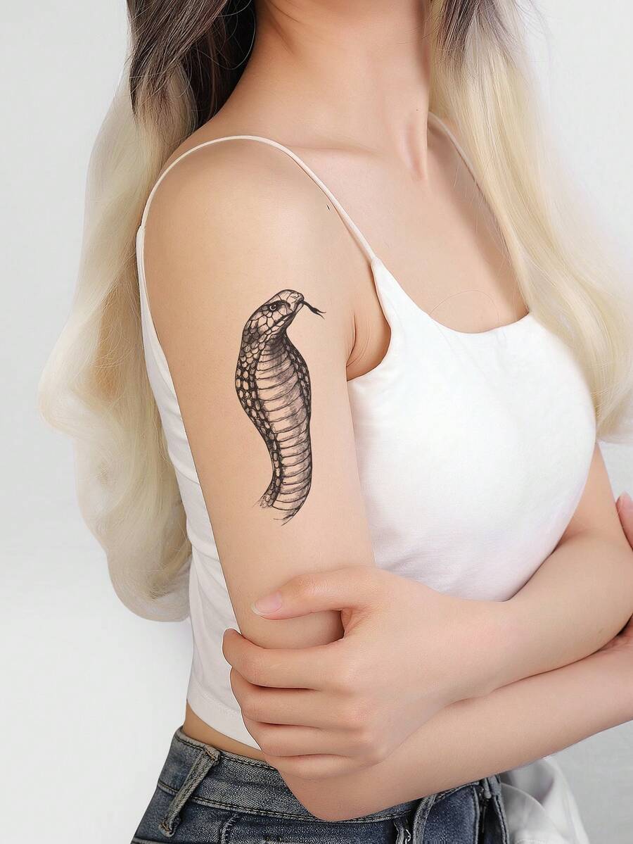 5sheets Snake Pattern Tattoo Sticker - Black - View 1