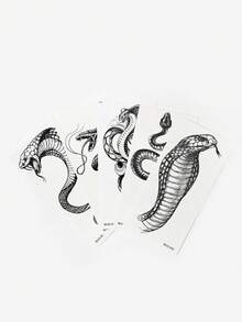 5sheets Snake Pattern Tattoo Sticker - Black - View 3