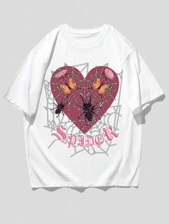 Street Life Guys Butterfly Spider & Letter Graphic Tee