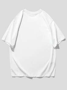 ROMWE MEN Street Life 男士蝴蝶蜘蛛&字母圖案T恤 - 白色 - 查看 2