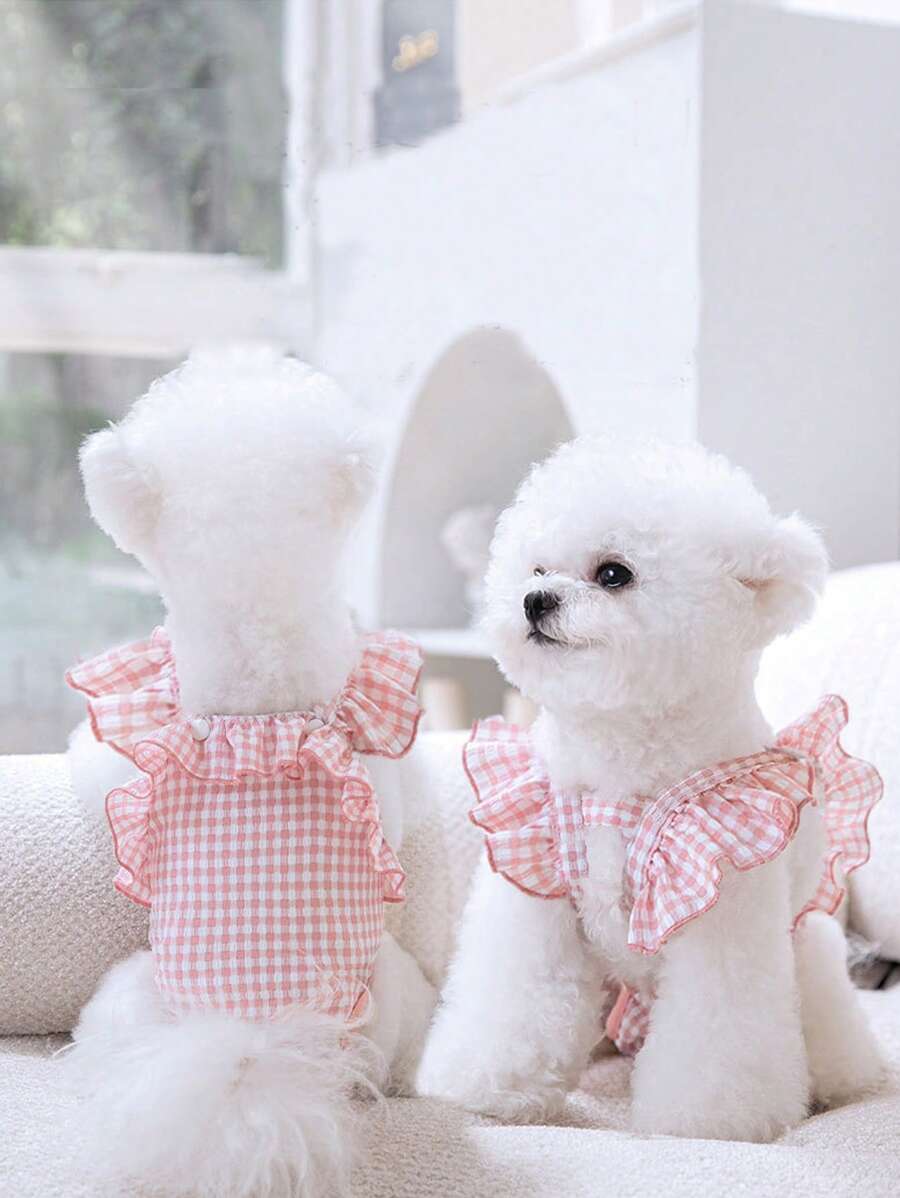 1 pieza Pantalones sanitarios para mascota con patrón de guingán para perro con gato para saludable - Rosa - Ver 1