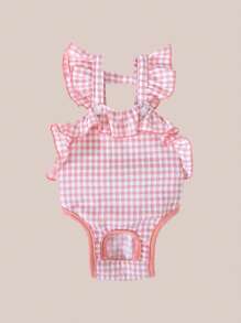 1 pieza Pantalones sanitarios para mascota con patrón de guingán para perro con gato para saludable - Rosa - Ver 2