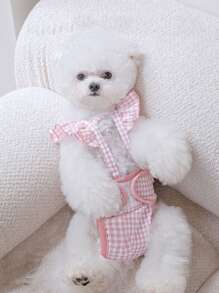 1 pieza Pantalones sanitarios para mascota con patrón de guingán para perro con gato para saludable - Rosa - Ver 4