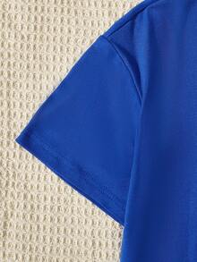 SHEIN Girls Floral & Letter Graphic Tee - Blue - View 5