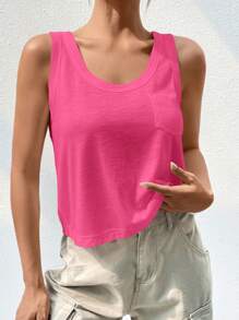 Firerie Top tank unicolor con parche de bolsillo