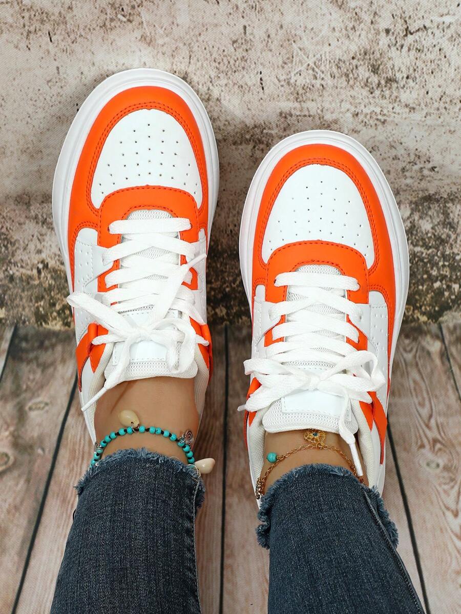 女性撞色前綁帶板鞋,運動戶外休閒鞋 - 彩色 - 查看 1