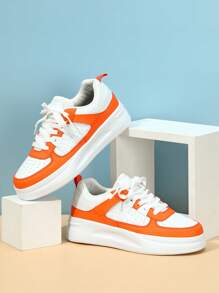 女性撞色前綁帶板鞋,運動戶外休閒鞋 - 彩色 - 查看 2