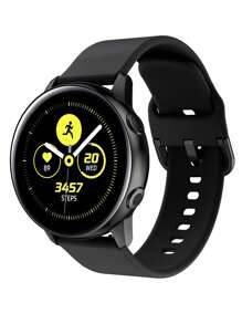 1入組手錶錶帶，兼容Galaxy Watch4 5 40mm 44mm，20mm矽膠兼容Samsung Galaxy Watch 4 6 Classic 43mm 47mm 42 46mm運動手環手鍊智能手錶錶帶配件，無縫隙設計 - 黑色 - 查看 3