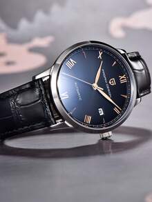 Round Dial Date Mechanical Watch - Black - View 3