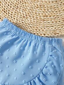 Baby Girl Ruffle Trim Bow Front Blouse & Swiss Dot Skirt