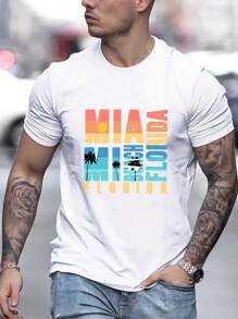 Áo thun & Áo lót Nam Lá thư Nhiệt đới Giải trí - trắng - Xem 1