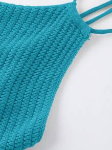 SHEIN Unity Solid Backless Cami Knit Top - Blue - View 4