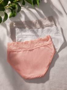 Eraneu 3 piezas Set bragas con encaje en contraste - Multicolor - Ver 2