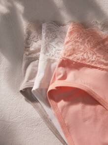 Eraneu 3 piezas Set bragas con encaje en contraste - Multicolor - Ver 4