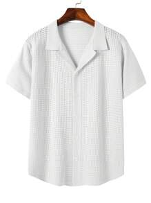 Men Solid Pointelle Knit Top - White - View 4