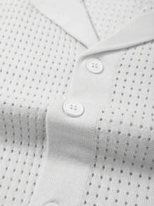 Men Solid Pointelle Knit Top - White - View 6