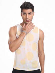 Men Polka Dot Pattern Knit Top - Yellow - View 6