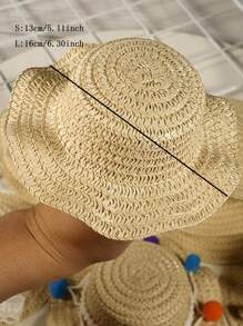 1pc Woven Design Pet Hat For Dog And Cat For Summer - Beige - View 2