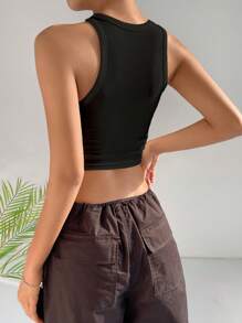 SHEIN PETITE Áo khoác và áo lót dành cho xe tăng nữ màu trơn Giải trí - màu đen - Xem 2