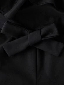嬰兒荷葉邊不對稱領腰帶連身短褲 - 黑色 - 查看 5