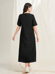 Mulvari Contrast Piping Tunic Dress - Black - View 2